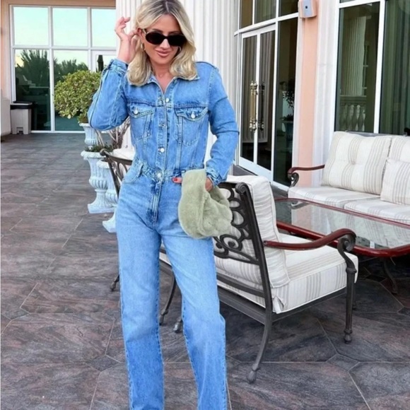 Zara Denim Jumpsuit NWT Blogger Favorite